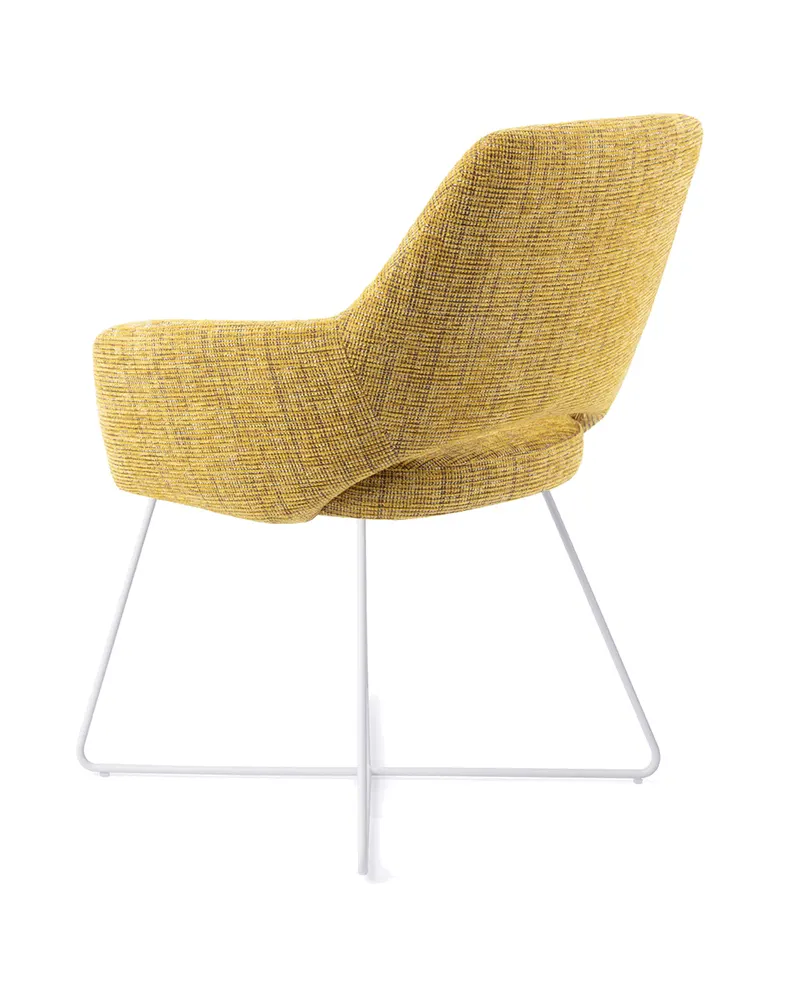 Yanai Esszimmerstuhl von Jesper Home in Lemon Lines, Cross, Weiß, Ansicht 4