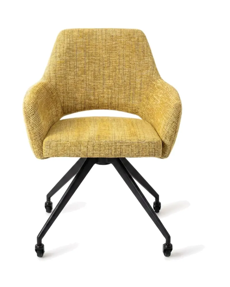 Yanai Esszimmerstuhl von Jesper Home in Lemon Lines, Glide, Schwarz, Ansicht 1