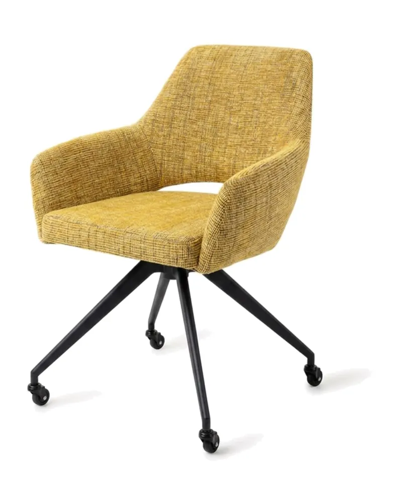 Yanai Esszimmerstuhl von Jesper Home in Lemon Lines, Glide, Schwarz, Ansicht 2