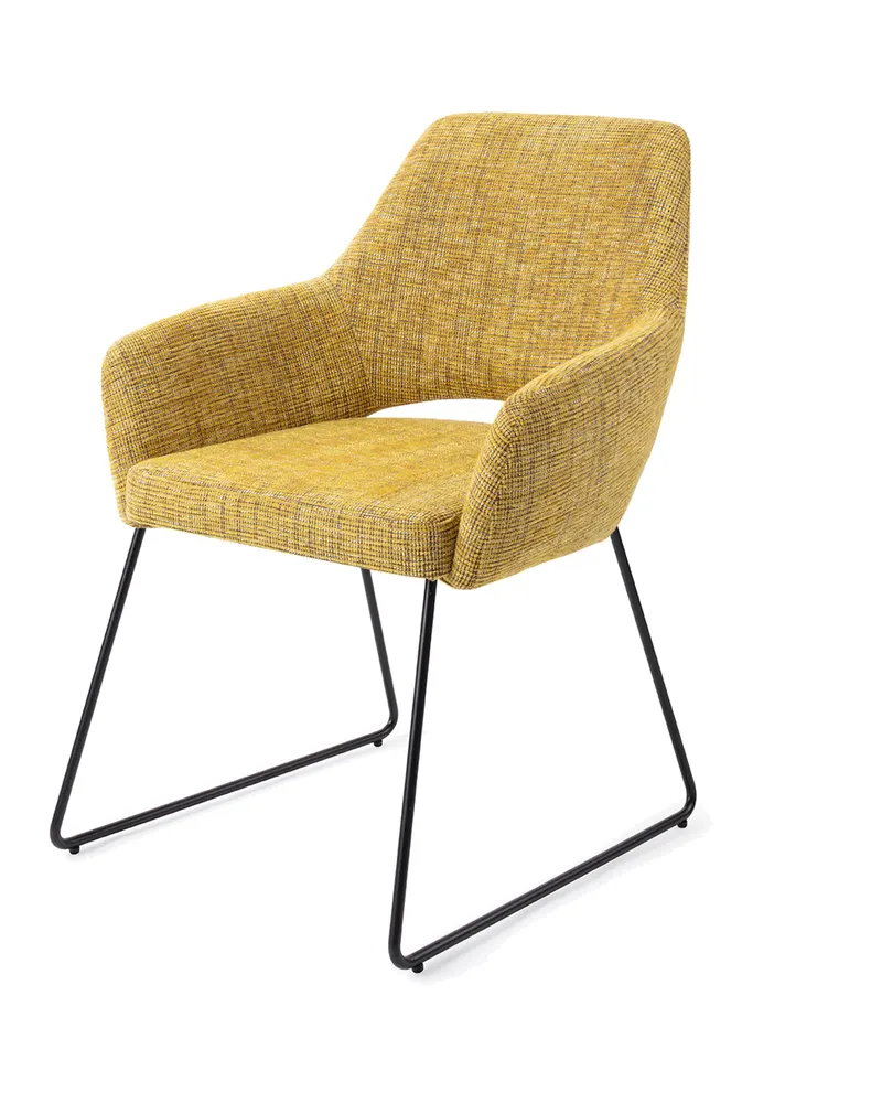 Yanai Esszimmerstuhl von Jesper Home in Lemon Lines, Slide, Schwarz, Ansicht 3