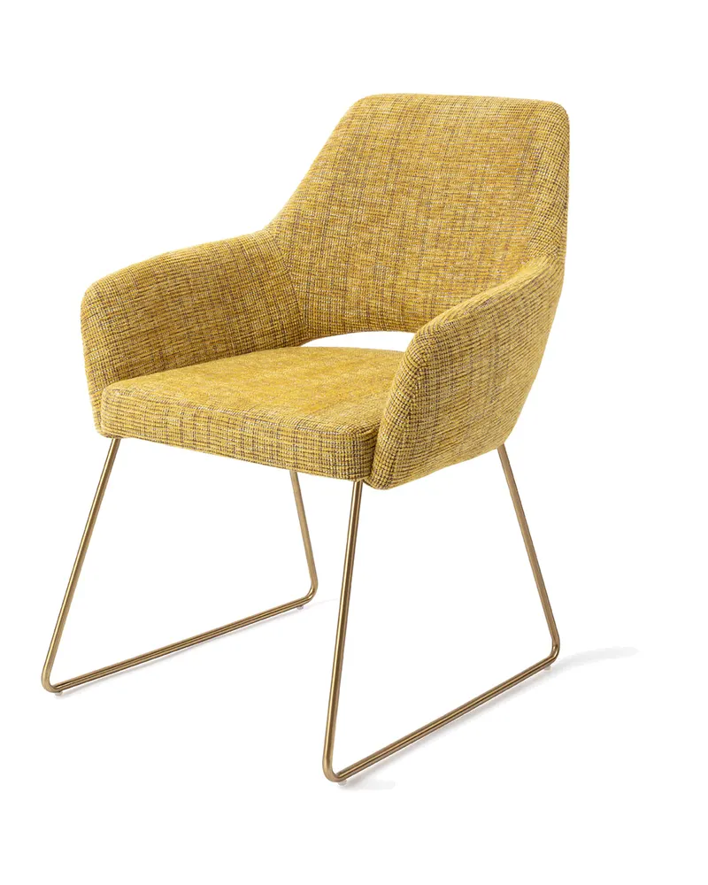 Yanai Esszimmerstuhl von Jesper Home in Lemon Lines, Slide, Gold, Ansicht 3