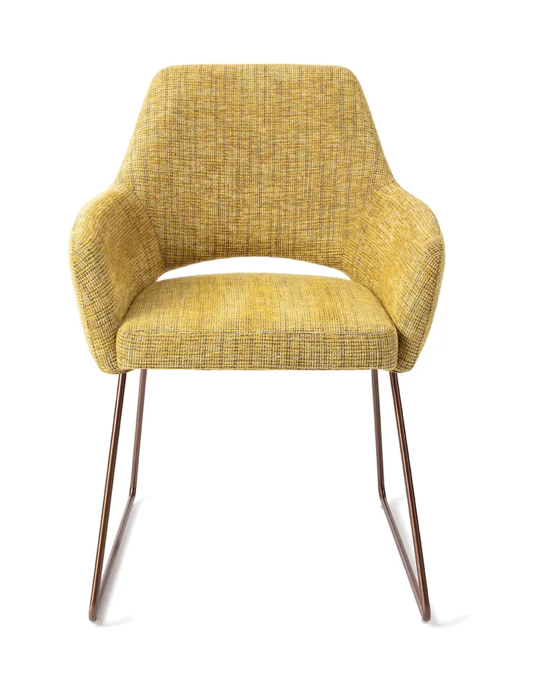 Yanai Esszimmerstuhl von Jesper Home in Lemon Lines, Slide, Roségold, Ansicht 1