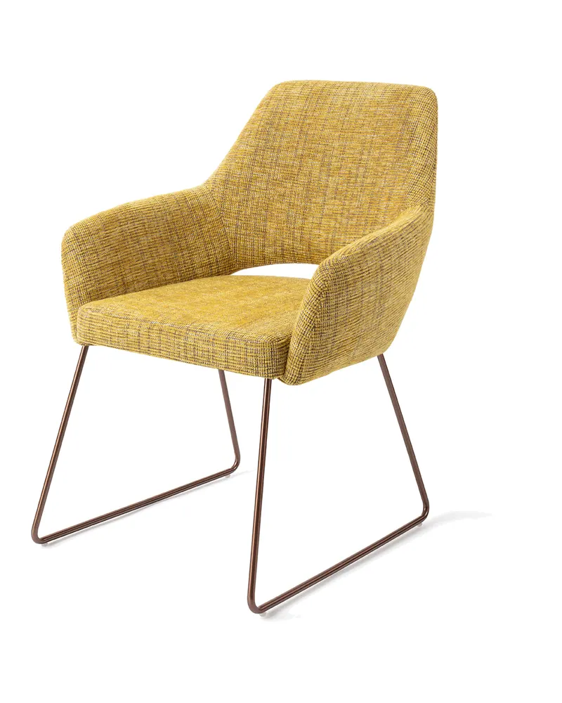Yanai Esszimmerstuhl von Jesper Home in Lemon Lines, Slide, Roségold, Ansicht 3
