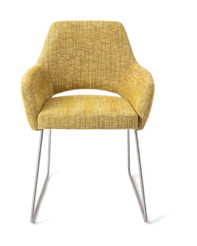 Yanai Esszimmerstuhl von Jesper Home in Lemon Lines, Slide, Edelstahl, Ansicht 1