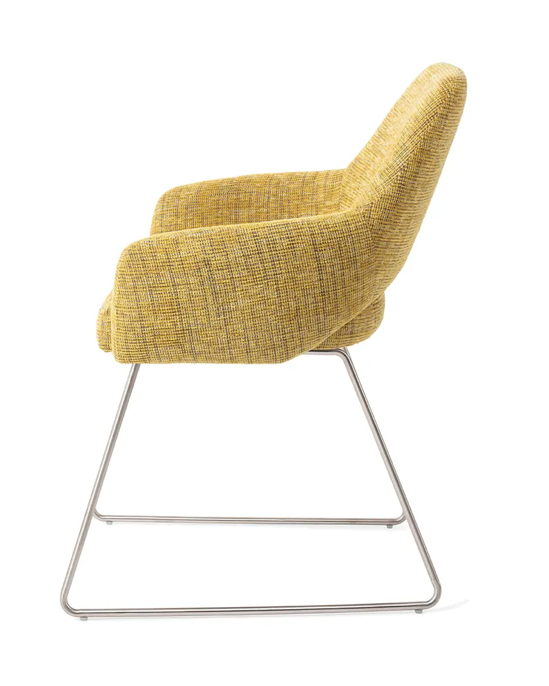 Yanai Esszimmerstuhl von Jesper Home in Lemon Lines, Slide, Edelstahl, Ansicht 2