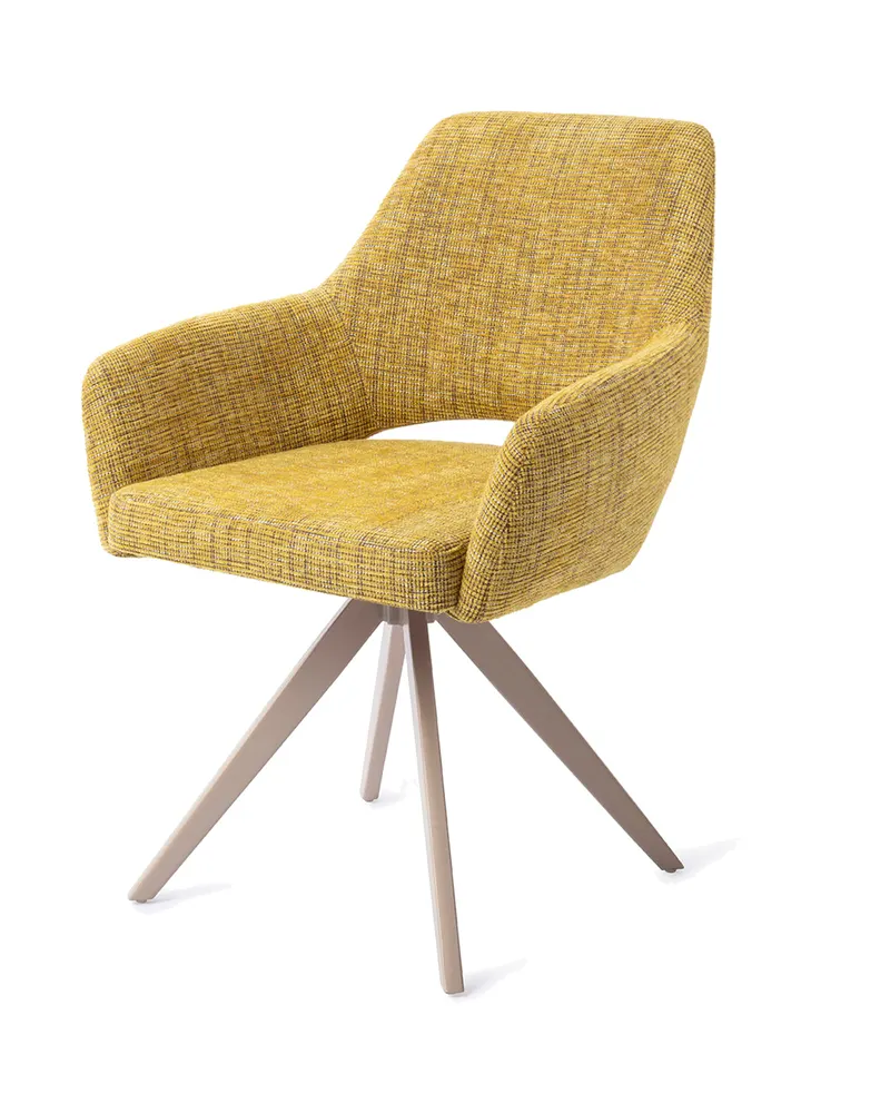 Yanai Esszimmerstuhl von Jesper Home in Lemon Lines, Turn, Beige, Ansicht 3