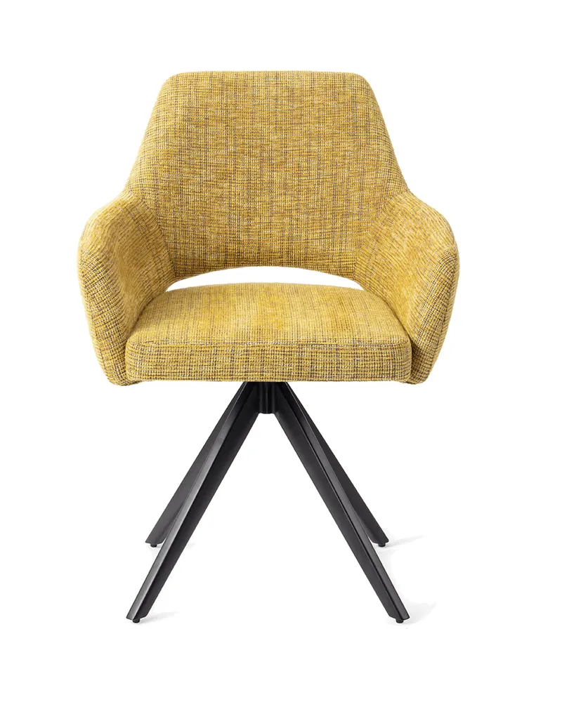 Yanai Esszimmerstuhl von Jesper Home in Lemon Lines, Turn, Schwarz, Ansicht 1