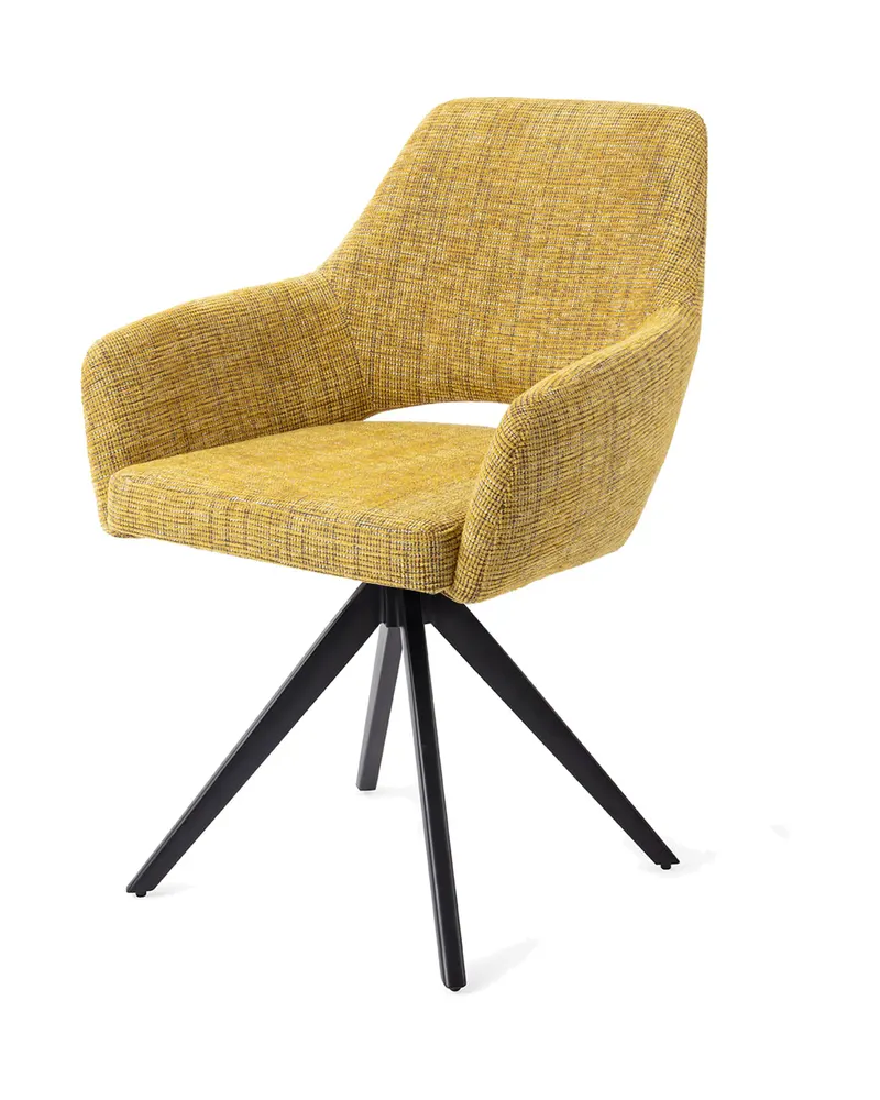Yanai Esszimmerstuhl von Jesper Home in Lemon Lines, Turn, Schwarz, Ansicht 3