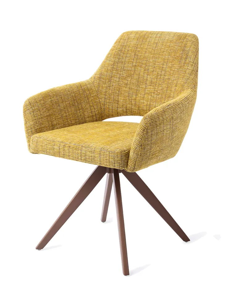 Yanai Esszimmerstuhl von Jesper Home in Lemon Lines, Turn, Braun, Ansicht 3