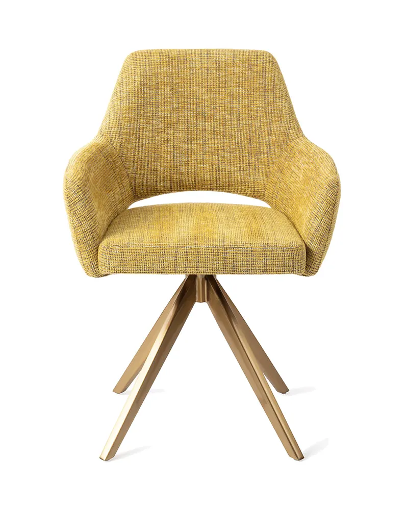 Yanai Esszimmerstuhl von Jesper Home in Lemon Lines, Turn, Gold, Ansicht 1