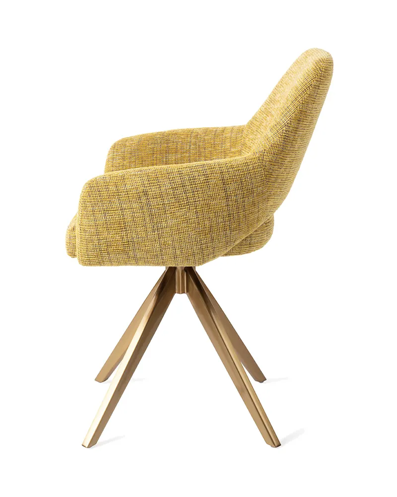 Yanai Esszimmerstuhl von Jesper Home in Lemon Lines, Turn, Gold, Ansicht 2