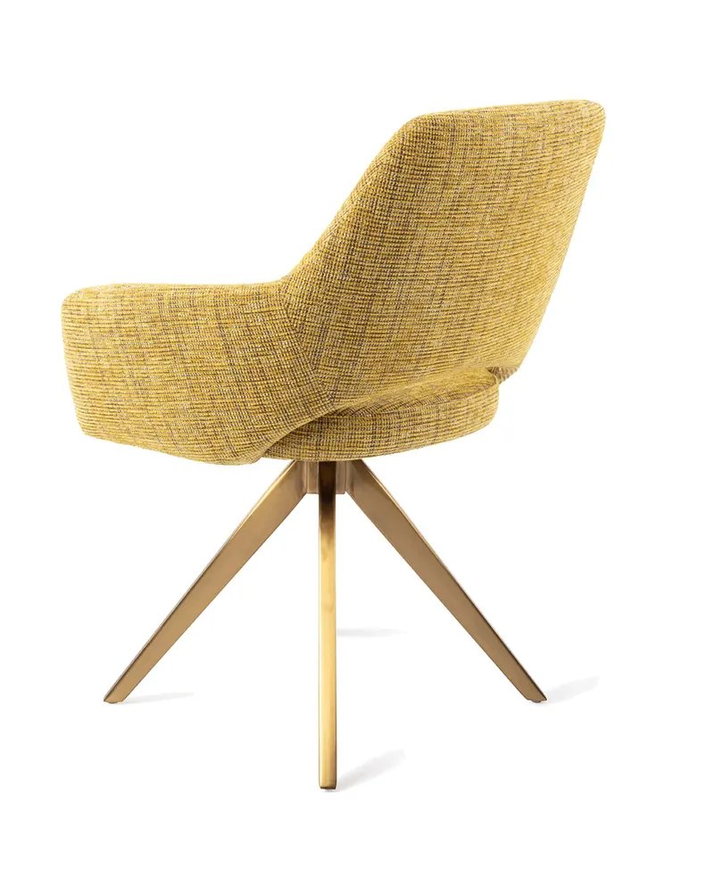 Yanai Esszimmerstuhl von Jesper Home in Lemon Lines, Turn, Gold, Ansicht 4