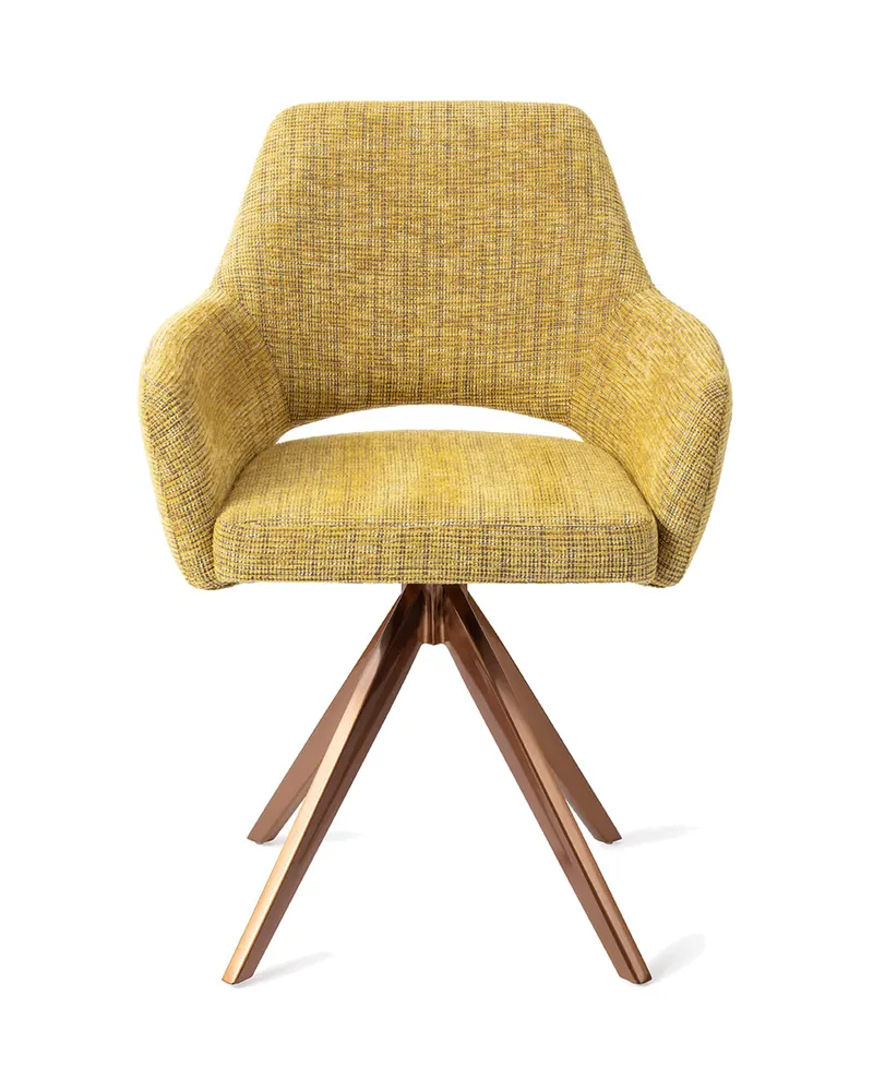 Yanai Esszimmerstuhl von Jesper Home in Lemon Lines, Turn, Roségold, Ansicht 1