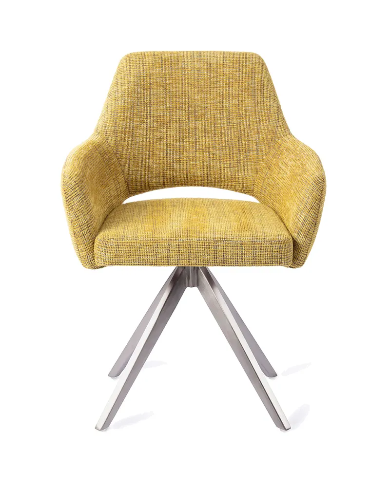 Yanai Esszimmerstuhl von Jesper Home in Lemon Lines, Turn, Edelstahl, Ansicht 1
