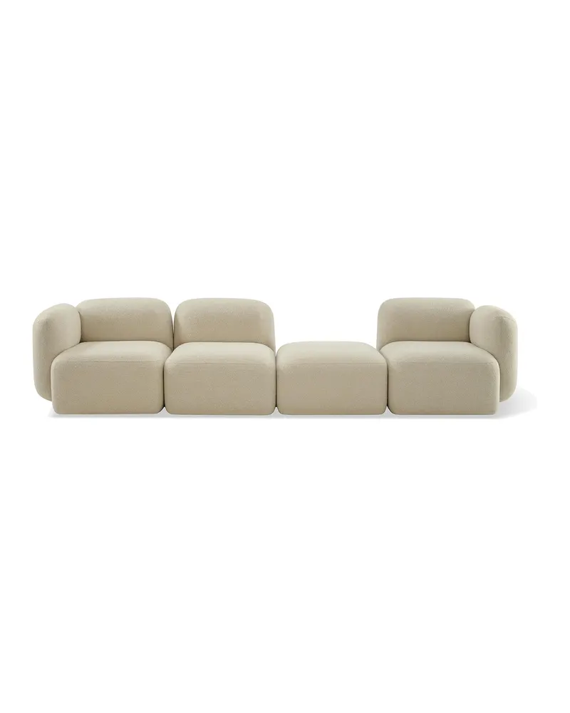 Yoshimi Modulsofa mit Ottomane, 4-teilig, Weiß