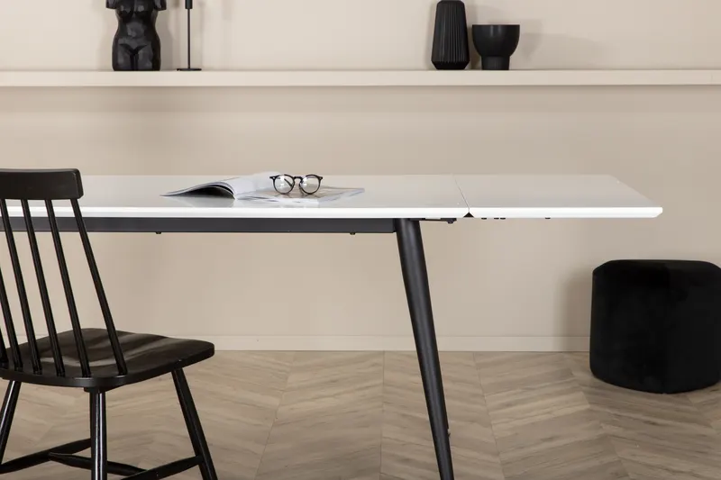 Jimmy ausziehbarer Esstisch mit HPL-Platte in 150 × 90 cm, im Wohnraum, Ansicht 3
