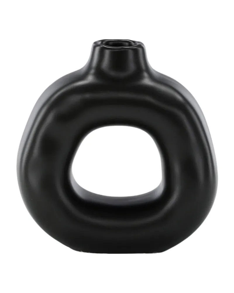 Judi Kerzenständer in Ringform aus Steinzeug, Schwarz