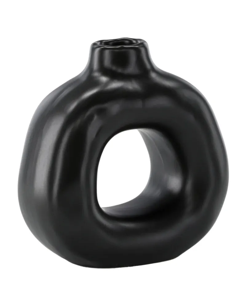 Judi Kerzenständer in Ringform aus Steinzeug in Schwarz, Ansicht 8