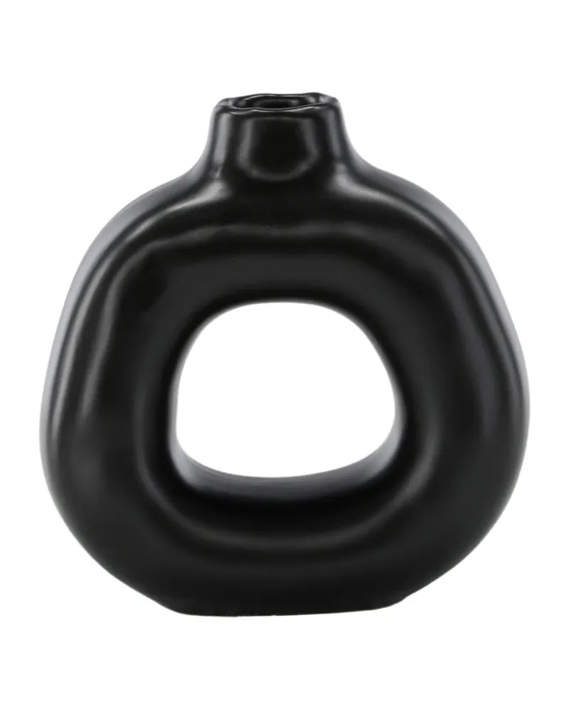 Judi Kerzenständer in Ringform aus Steinzeug in Schwarz, Ansicht 9