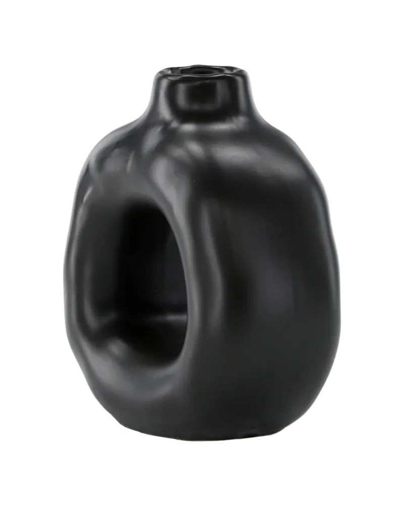 Judi Kerzenständer in Ringform aus Steinzeug in Schwarz, Ansicht 11