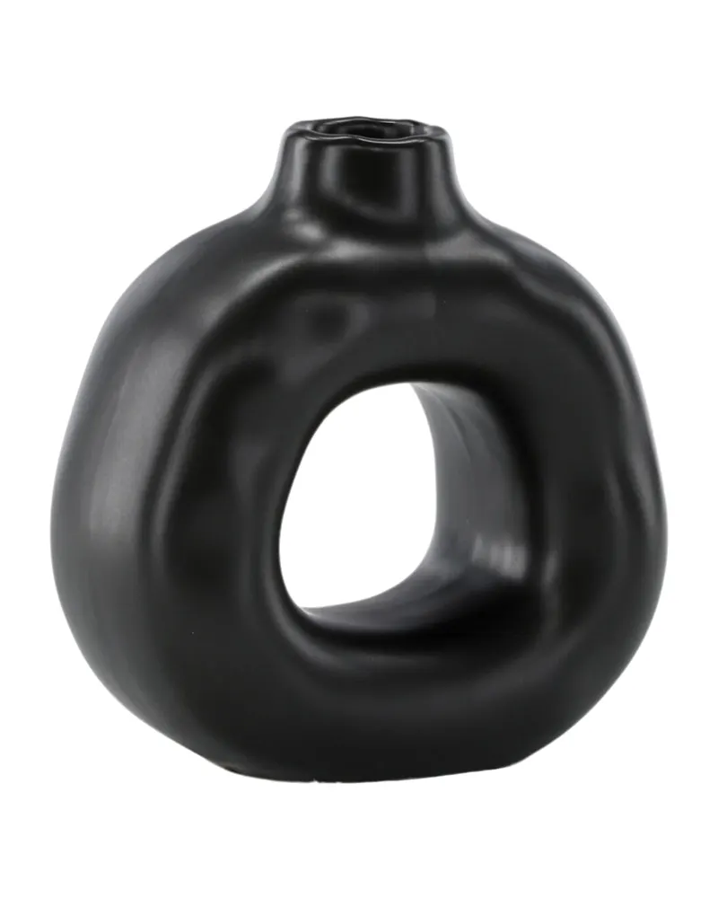 Judi Kerzenständer in Ringform aus Steinzeug in Schwarz, Ansicht 2