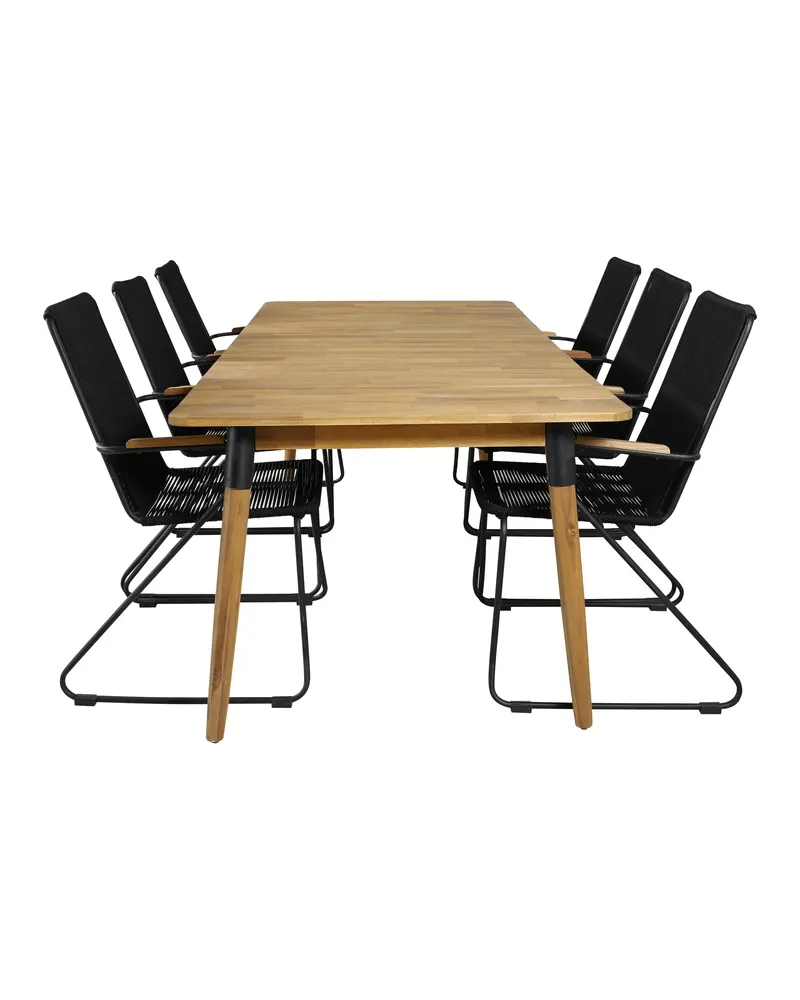 Julian & Bois Gartenmöbel-Set mit Akazientisch und 6 Stühlen in Schwarz, Ansicht 1
