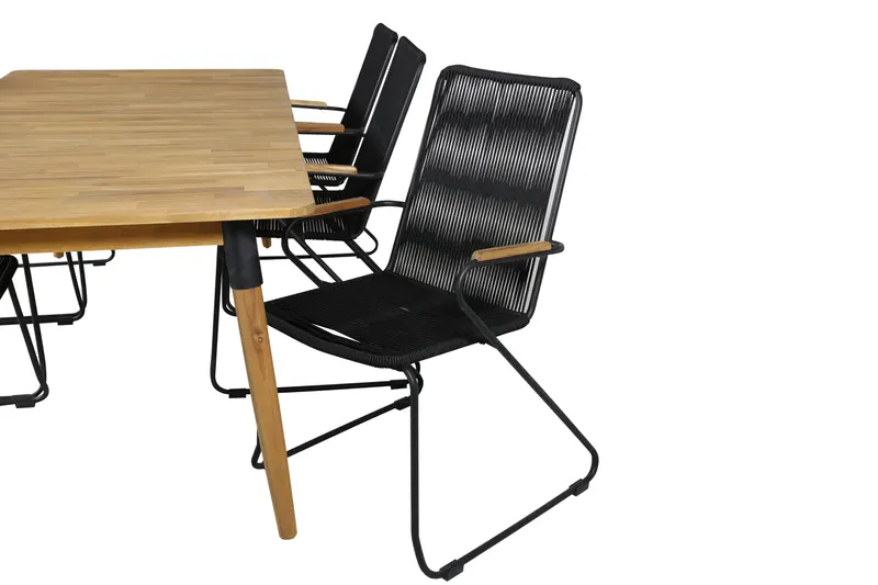 Julian & Bois Gartenmöbel-Set mit Akazientisch und 6 Stühlen in Schwarz, Ansicht 4