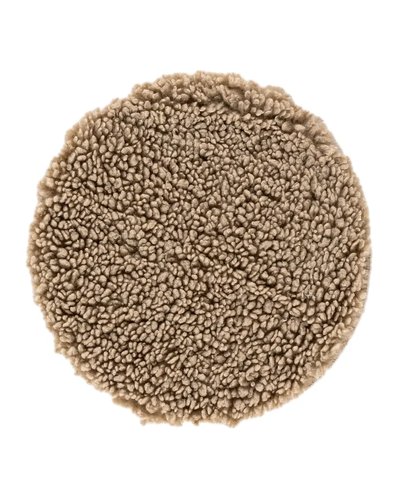 Katy rundes Dekokissen aus Kunstfell in Beige, Ansicht 1