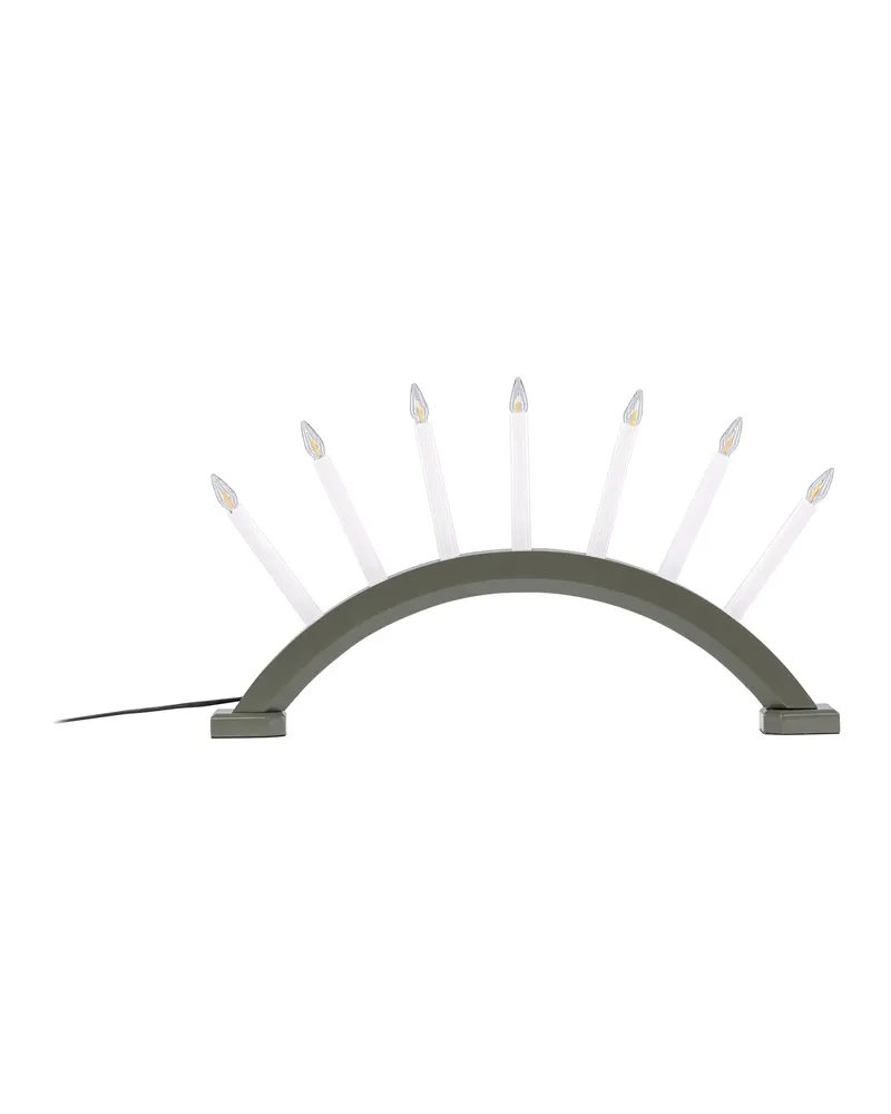 Kebnekaise Schwibbogen aus Kiefer mit sieben Lichtern in Grün, Ansicht 1
