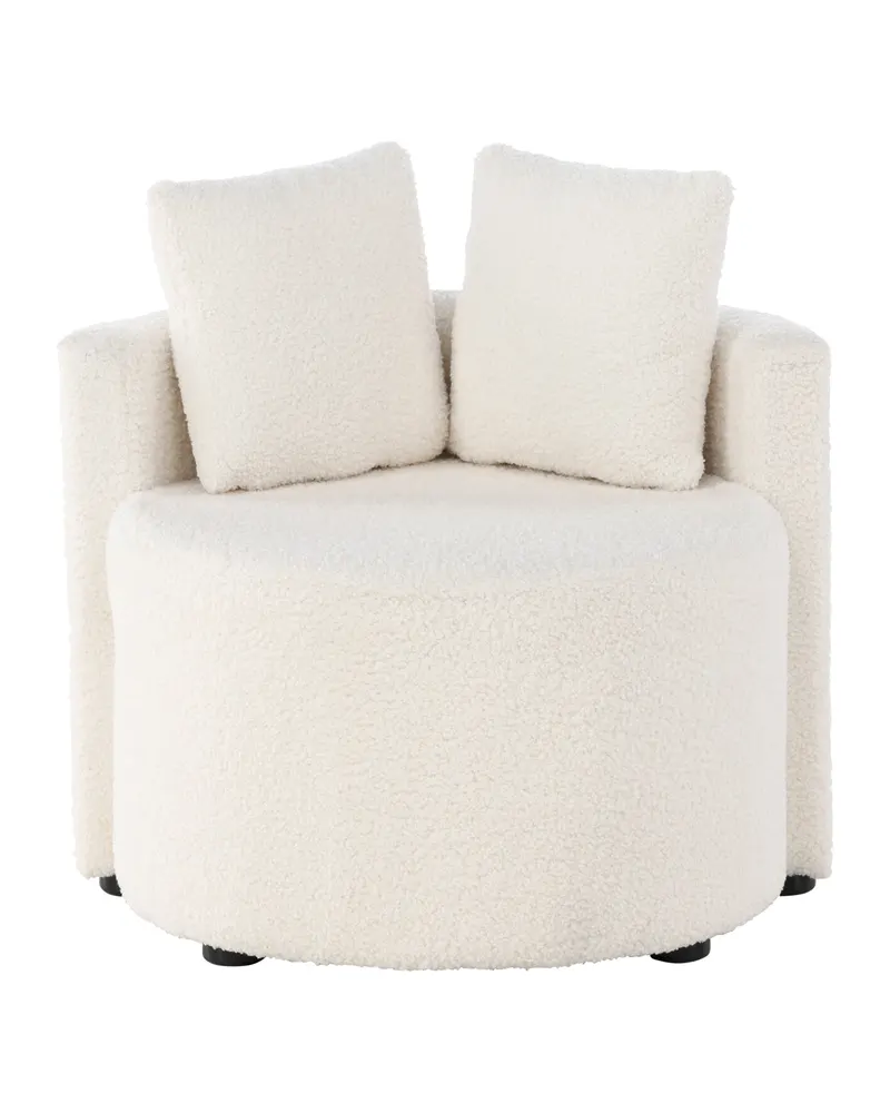 Kelso Kindersofa aus Teddystoff mit 2 Kissen, Bezug abnehmbar, FSC®-zertifiziert, Weiß