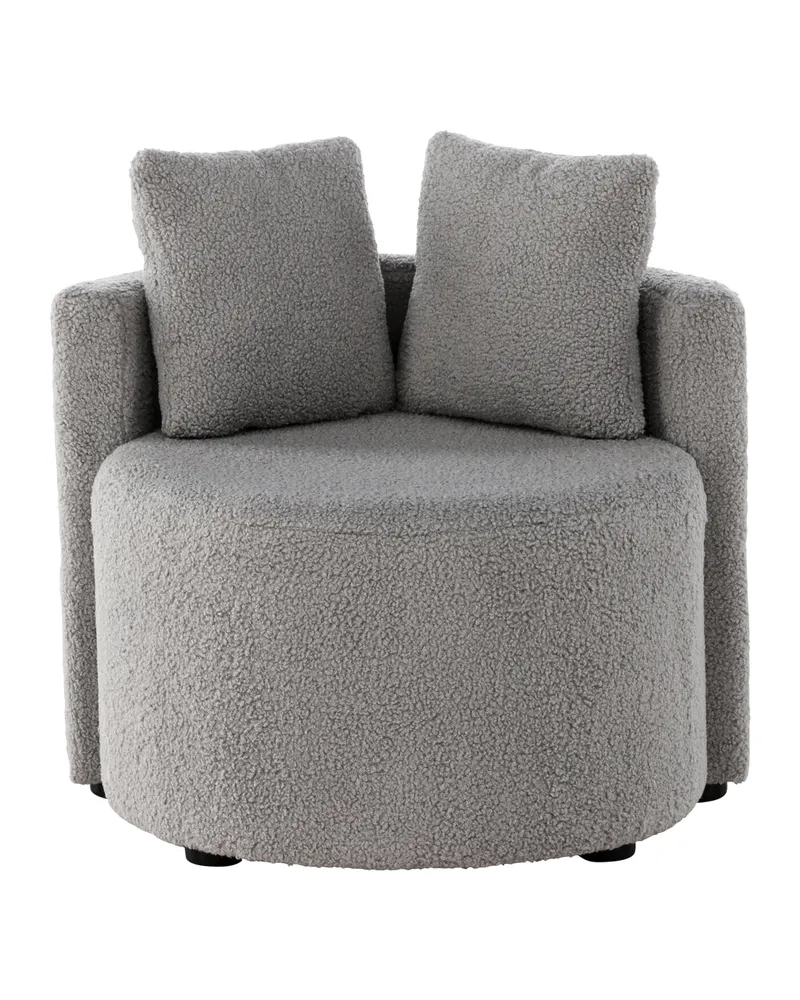 Kelso Kindersofa aus Teddystoff mit 2 Kissen in Grau, Ansicht 1