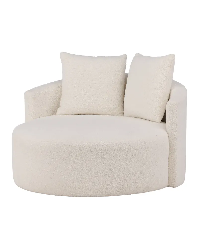 Kelso rundes Sofa mit Ø 120 cm und zwei Kissen, Grau, Gestell Schwarz
