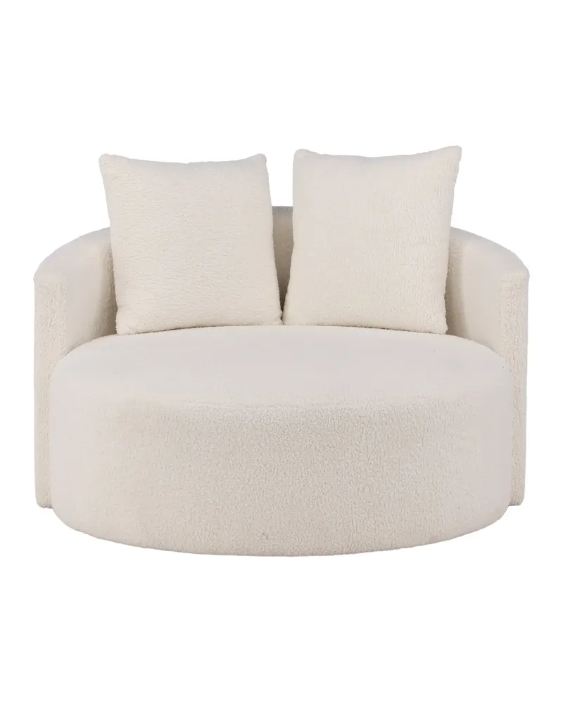 Kelso rundes Sofa mit Ø 120 cm in Weiß, Gestell Schwarz, Ansicht 2