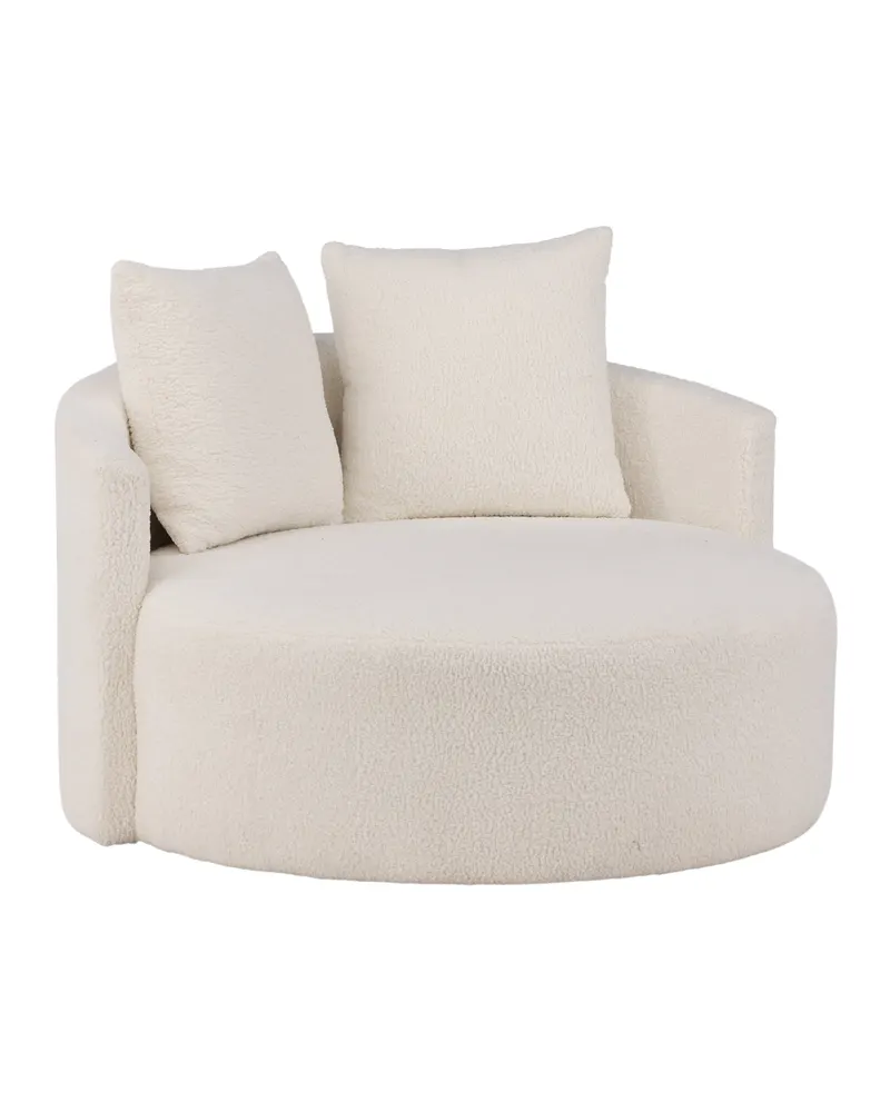 Kelso rundes Sofa mit Ø 120 cm in Weiß, Gestell Schwarz, Ansicht 3