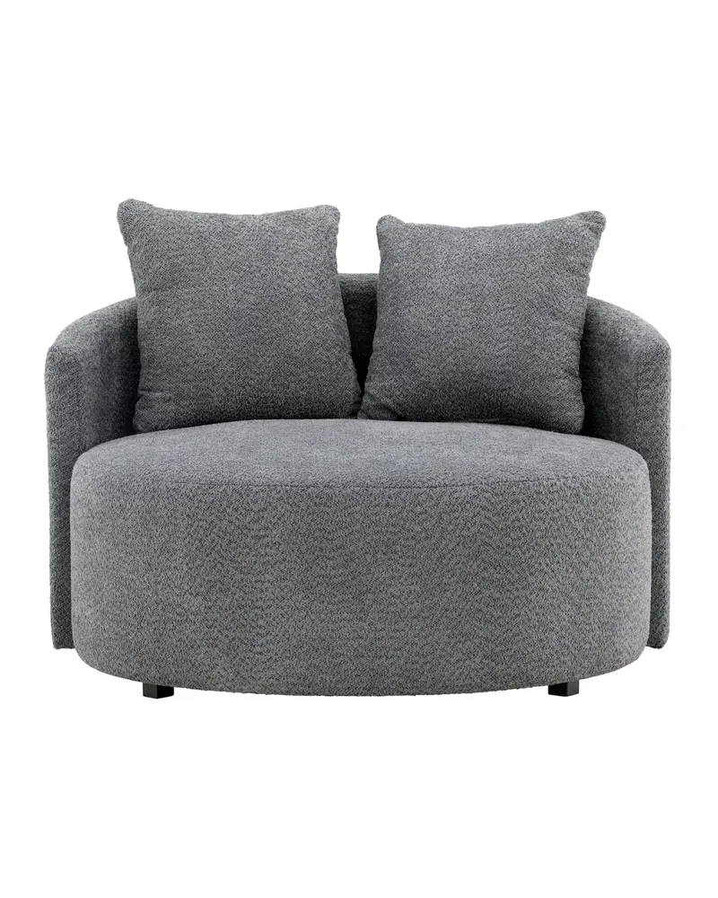 Kelso rundes Sofa mit Ø 120 cm und zwei Kissen, Grau, Gestell Schwarz