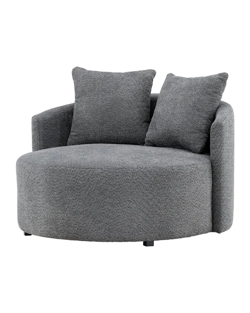 Kelso rundes Sofa mit Ø 120 cm in Grau, Gestell Schwarz, Ansicht 6