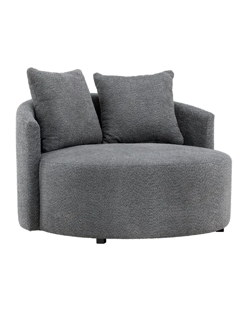 Kelso rundes Sofa mit Ø 120 cm in Grau, Gestell Schwarz, Ansicht 2