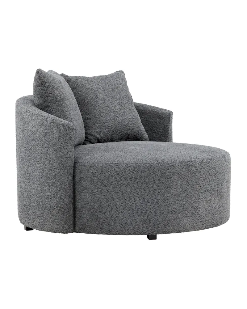 Kelso rundes Sofa mit Ø 120 cm in Grau, Gestell Schwarz, Ansicht 3