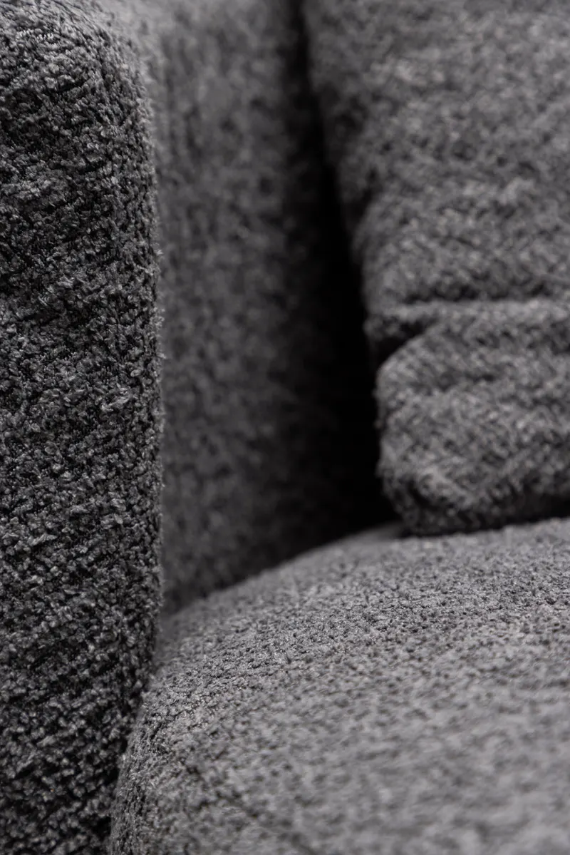 Kelso rundes Sofa mit Ø 120 cm in Grau, Gestell Schwarz, im Wohnraum, Ansicht 4