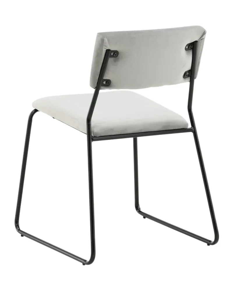 Kenth Esszimmerstuhl in Hellgrau, Gestell Schwarz, Polyester in Leinenoptik, Polyester-Samt, Ansicht 7