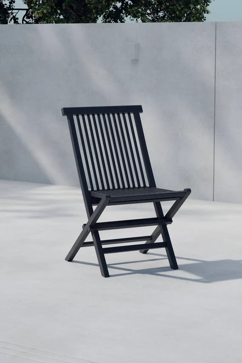 Kenya Gartenstühle aus Teak im 2er-Set in Schwarz, im Wohnraum