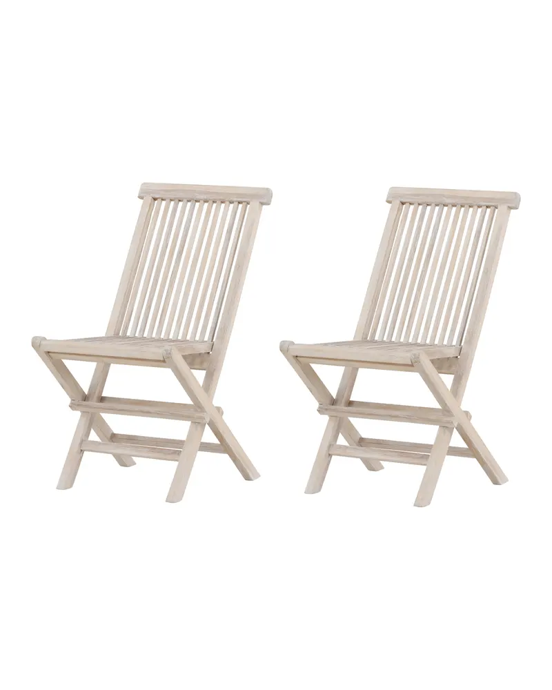 Kenya Gartenstühle aus Teak im 2er-Set in Whitewash, Ansicht 5