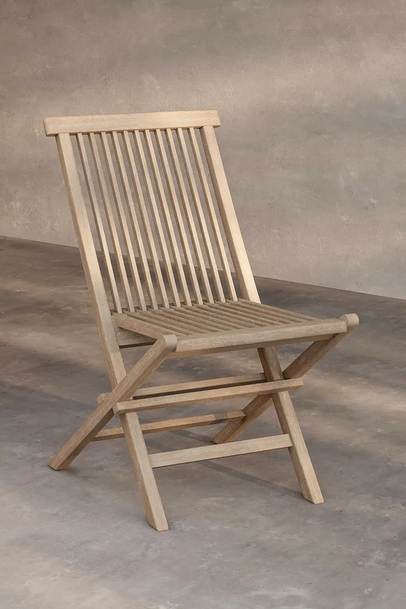 Kenya Gartenstühle aus Teak im 2er-Set in Whitewash, im Wohnraum, Ansicht 2