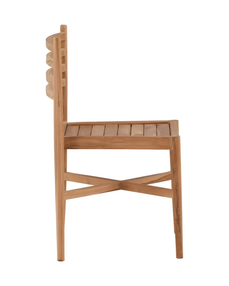 Kenya Gartenstuhl aus Teak mit Querleisten in der Lehne, Ansicht 4
