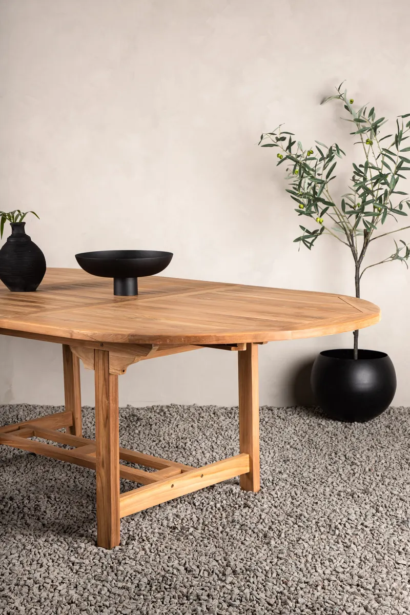 Kenya ovaler Gartentisch aus Teak mit Butterflyauszug, im Wohnraum, Ansicht 5