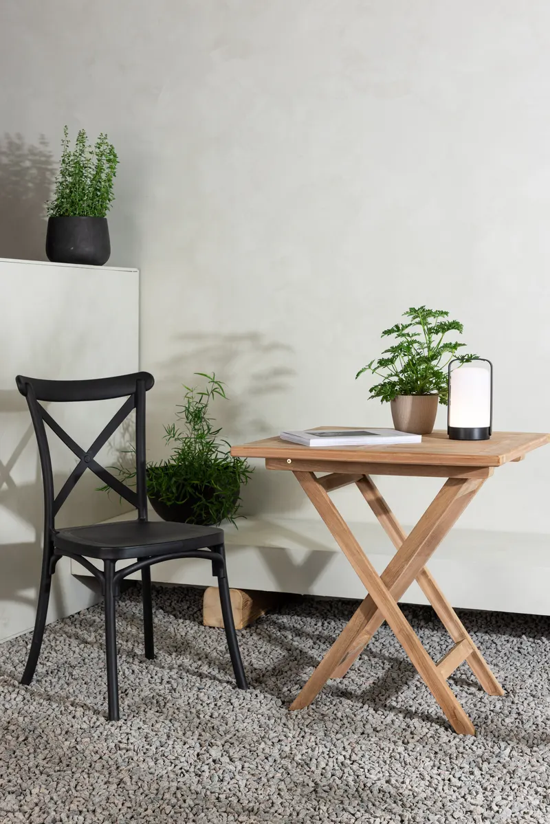 Kenya klappbarer Balkontisch aus Teak in 70 × 70 × 75 cm, im Wohnraum, Ansicht 1