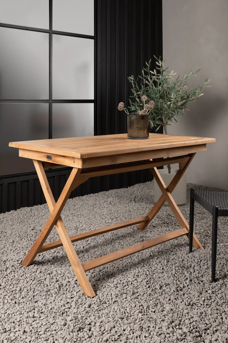 Kenya rechteckiger Gartentisch aus Teak in 120 × 70 cm, Natur, im Wohnraum, Ansicht 3