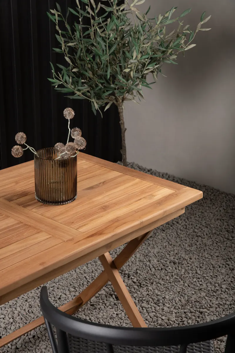 Kenya rechteckiger Gartentisch aus Teak in 120 × 70 cm, Natur, im Wohnraum, Ansicht 2