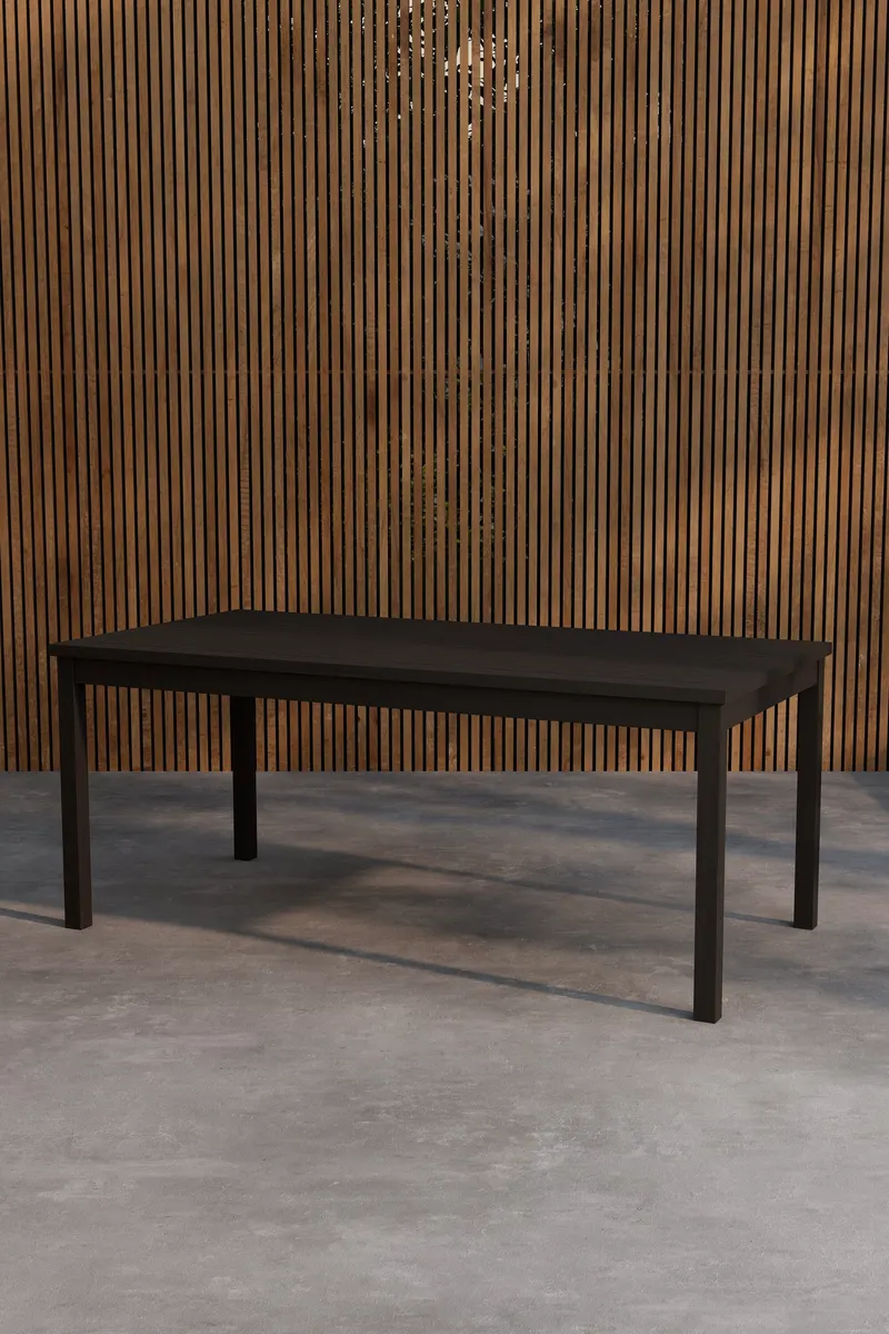 Kenya rechteckiger Gartentisch aus Teak in 180 × 90 cm, Schwarz, im Wohnraum