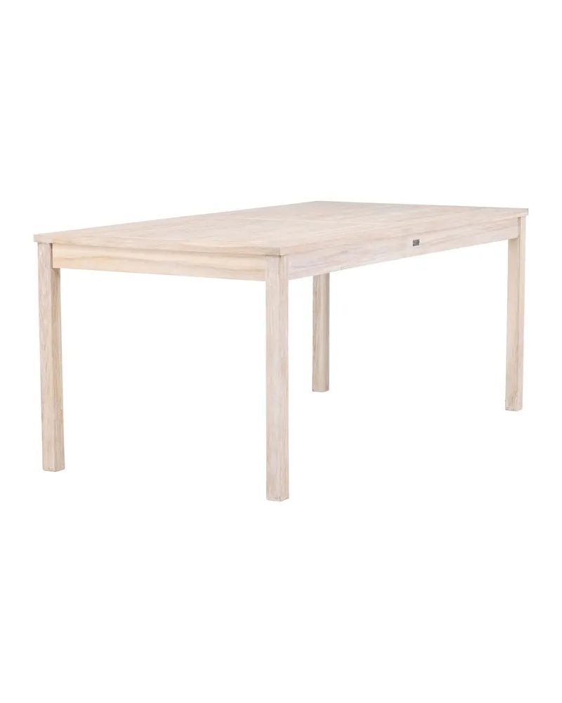 Kenya rechteckiger Gartentisch aus Teak in 180 × 90 cm, Whitewash, Ansicht 2